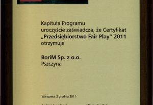 BoriM przedsiębiorstwem Fair Play 2011
